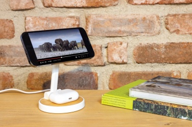 Logo trade promotional merchandise image of: Ontario RCS rplastic 15W magnetic charging 2 in 1 stand