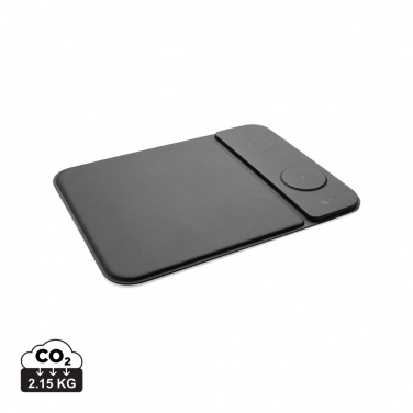 Logo trade advertising products picture of: Swiss peak RCS recycled PU 15W 3 in 1 charging mousepad