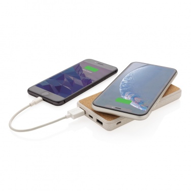 Logotrade promotional gift picture of: Cork and Wheat Straw 8.000 mAh 5W wireless powerbank