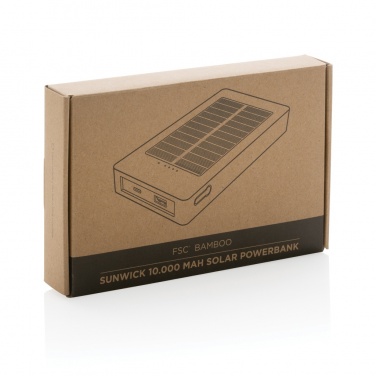 Logotrade corporate gift image of: Sunwick 10.000 mAh Bamboo solar powerbank