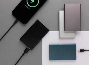 Logo trade corporate gift photo of: RCS recycled plastic/aluminum 4000 mah powerbank with type C