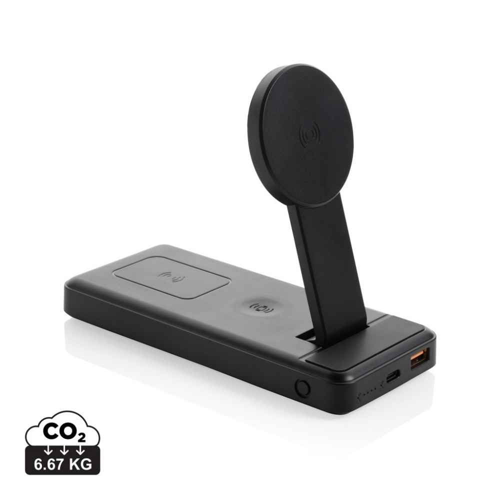 Logo trade corporate gifts image of: Fenwick RCS recycled plastic 10000mah  3 in 1 fast powerbank
