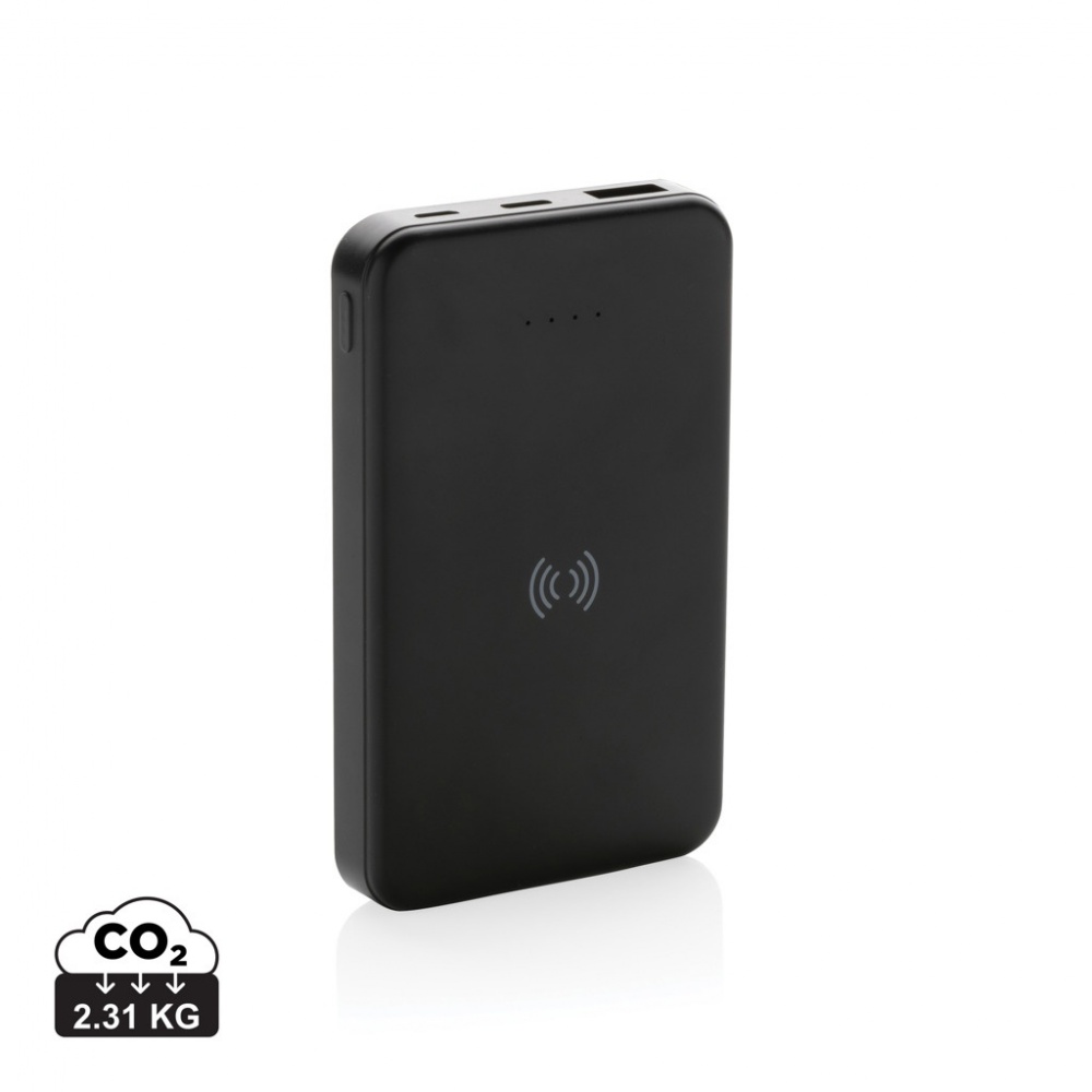 Logo trade corporate gifts image of: RCS recycled plastic 5.000 mAh 5W wireless powerbank