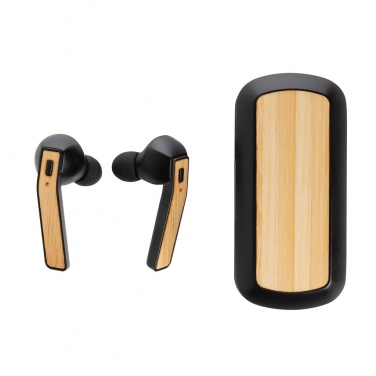 Logo trade business gift photo of: Bamboo Free Flow TWS earbuds in case