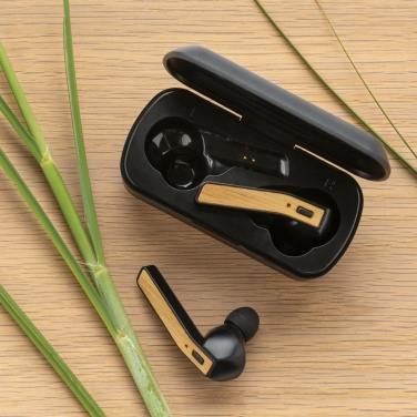 Logo trade corporate gifts image of: Bamboo Free Flow TWS earbuds in case