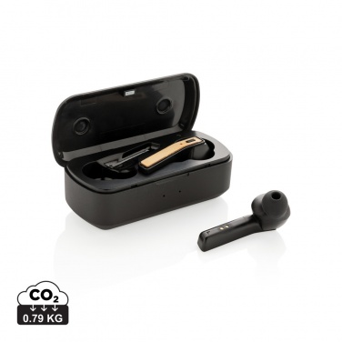 Logo trade business gifts image of: Bamboo Free Flow TWS earbuds in case