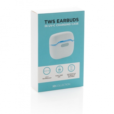 Logo trade promotional products image of: TWS earbuds in UV-C sterilising charging case
