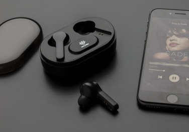 Logotrade promotional giveaway image of: Light up logo TWS earbuds in charging case