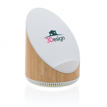 Logo trade promotional giveaways image of: Ovate bamboo 5W speaker with 15W wireless charger