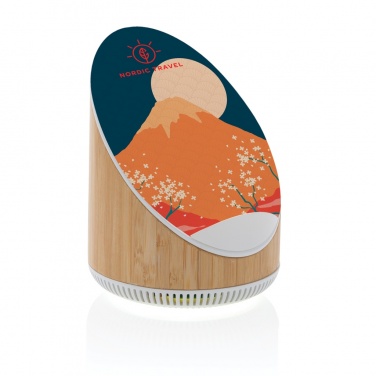 Logo trade promotional merchandise picture of: Ovate bamboo 5W speaker with 15W wireless charger