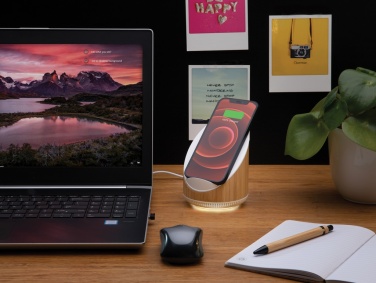 Logotrade promotional giveaway picture of: Ovate bamboo 5W speaker with 15W wireless charger