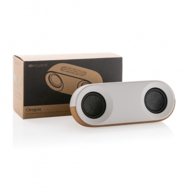 Logo trade advertising product photo of: Oregon RCS recycled plastic and cork 10W speaker