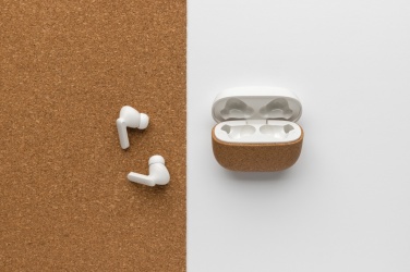 Logotrade promotional giveaway image of: Oregon RCS recycled plastic and cork TWS earbuds
