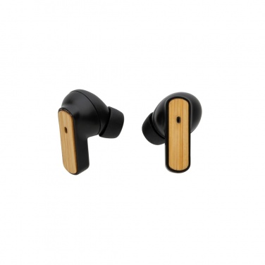 Logo trade business gifts image of: RCS recycled plastic & bamboo TWS earbuds
