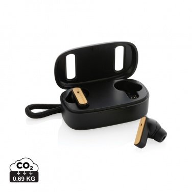 Logotrade advertising product image of: RCS recycled plastic & bamboo TWS earbuds