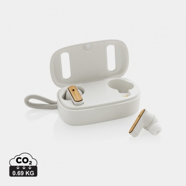 Logo trade corporate gifts image of: RCS recycled plastic & bamboo TWS earbuds