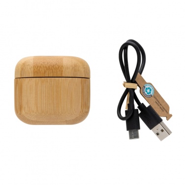 Logotrade business gift image of: Bamboo TWS earbuds with RCS recycled plastic