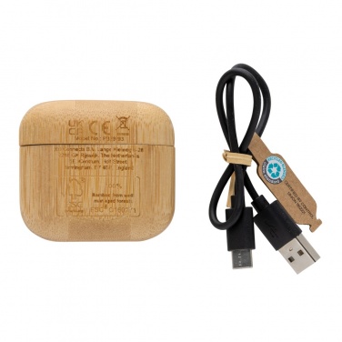 Logotrade advertising products photo of: Bamboo TWS earbuds with RCS recycled plastic
