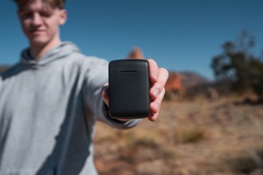 Logotrade promotional giveaway picture of: Skywave RCS recycled plastic solar earbuds