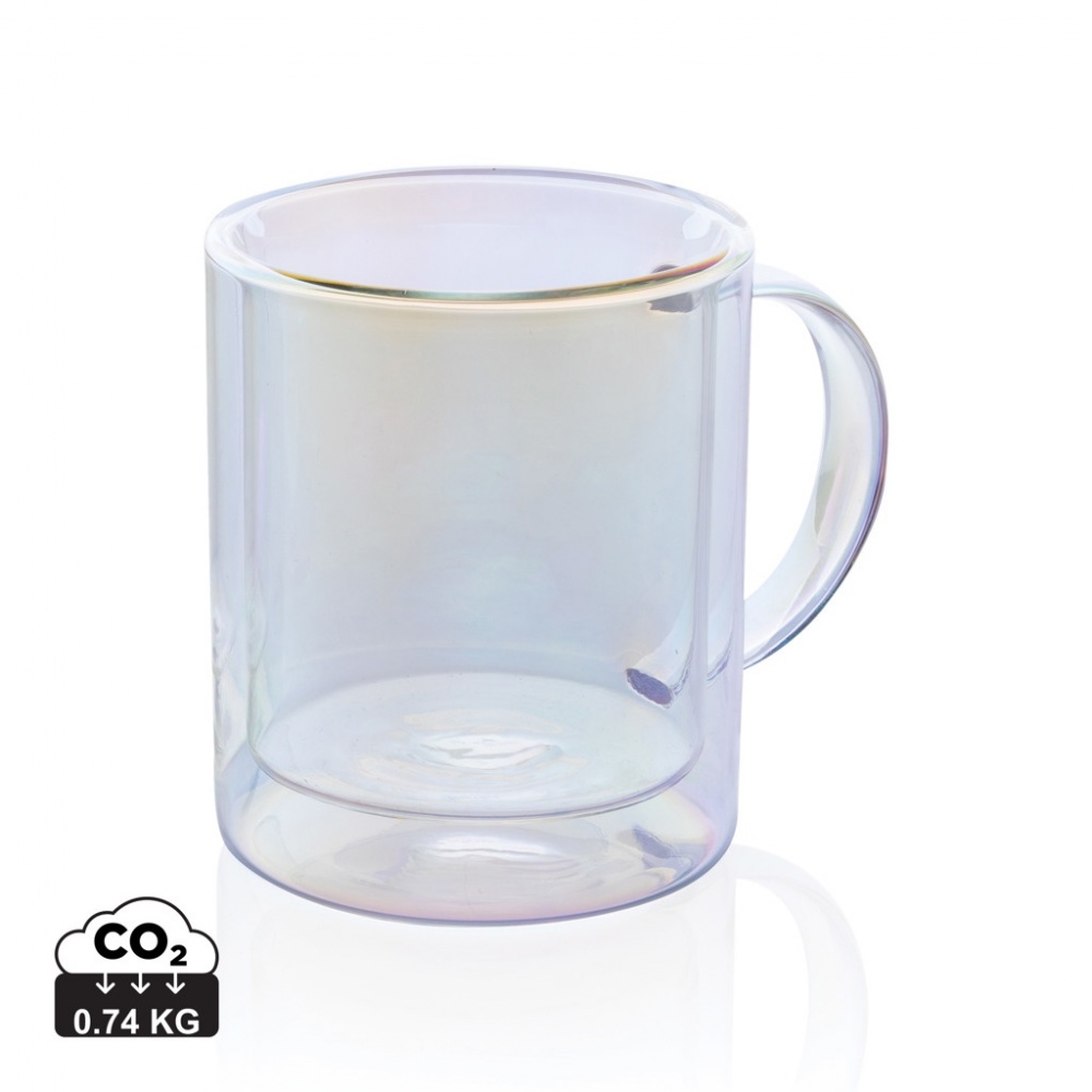 Logo trade advertising products picture of: Deluxe double wall electroplated glass mug