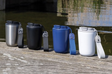 Logotrade promotional gift picture of: Cuppa RCS re-steel vacuum tumbler with lanyard