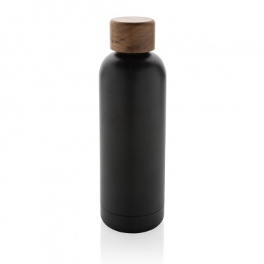 Logo trade corporate gifts picture of: Wood RCS certified recycled stainless steel vacuum bottle