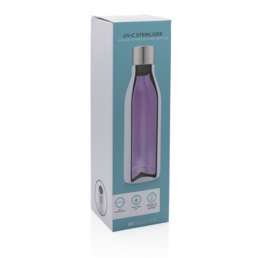 Logo trade promotional products image of: UV-C steriliser vacuum stainless steel bottle