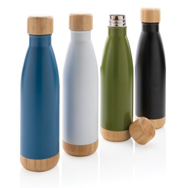 Logo trade advertising product photo of: Vacuum stainless steel bottle with bamboo lid and bottom