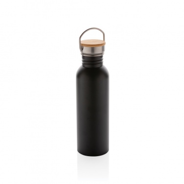 Logotrade promotional merchandise picture of: Modern stainless steel bottle with bamboo lid
