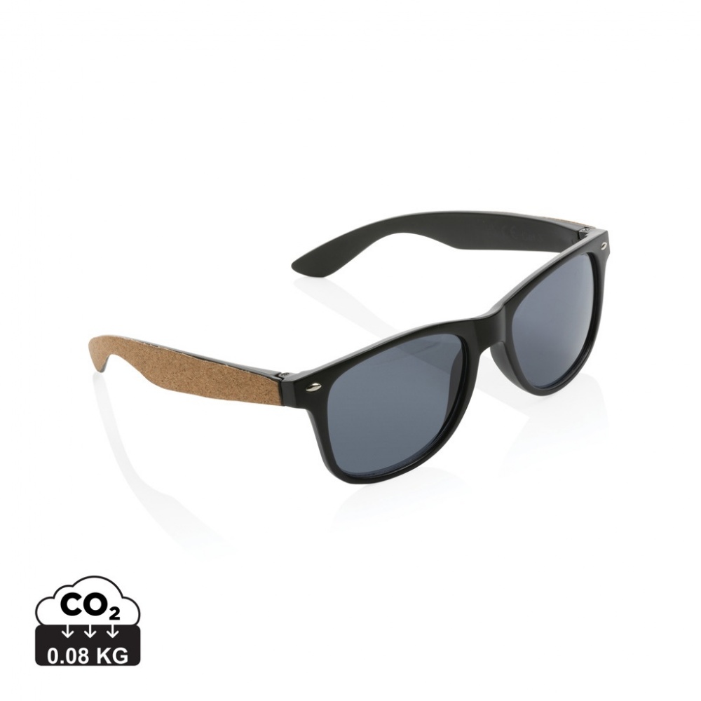 Logo trade business gift photo of: GRS recycled PC plastic sunglasses with cork