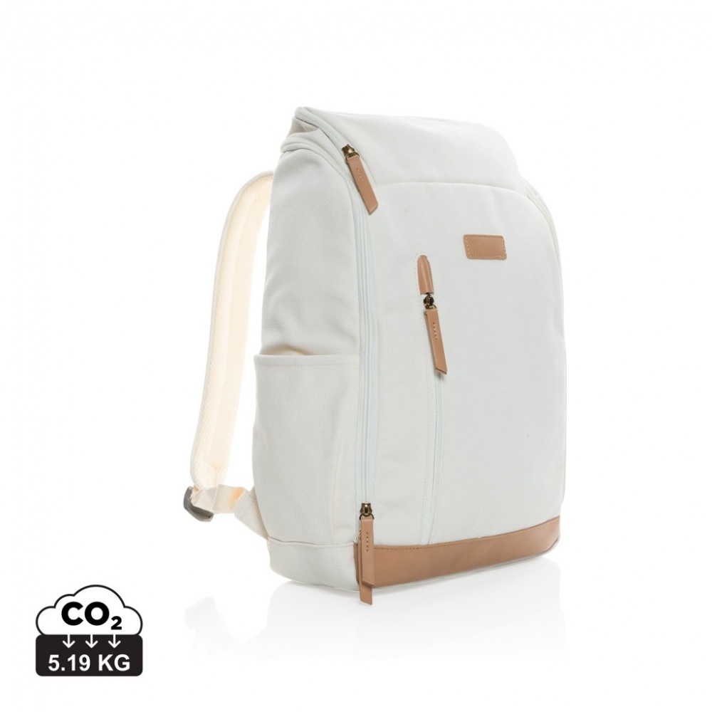 Logo trade promotional merchandise photo of: Impact AWARE™ 16 oz. recycled canvas 15" laptop backpack