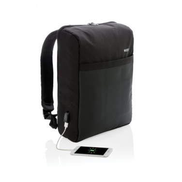 Logo trade promotional merchandise image of: Swiss Peak 15" anti-theft RFID & USB backpack PVC free