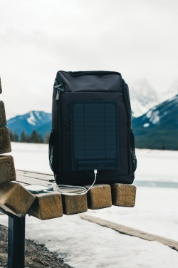 Logotrade promotional item image of: Pedro AWARE™ RPET deluxe backpack with 5W solar panel