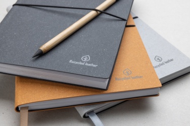 Logo trade promotional items picture of: A5 recycled leather notebook
