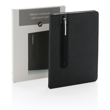 Logo trade advertising products image of: Standard hardcover PU A5 notebook with stylus pen