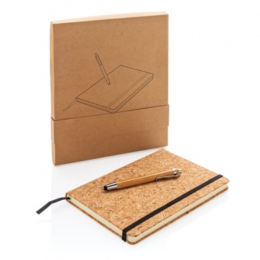 Logo trade promotional giveaway photo of: A5 notebook with bamboo pen including stylus