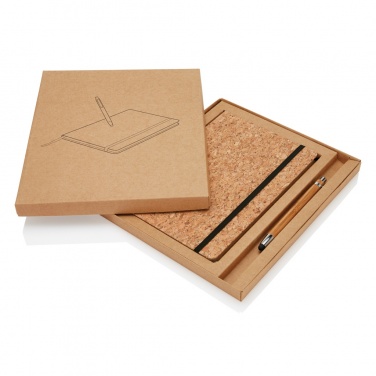Logo trade promotional giveaways image of: A5 notebook with bamboo pen including stylus