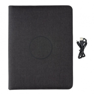 Logo trade promotional gifts picture of: Air 5W wireless charging portfolio A4 w/ 5000 mAh powerbank