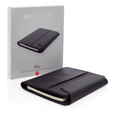 Logo trade promotional items image of: Fiko wireless charging A5 portfolio with powerbank