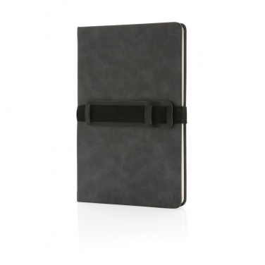 Logo trade promotional gift photo of: Deluxe hardcover PU notebook A5 with phone and pen holder