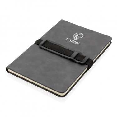 Logotrade promotional merchandise picture of: Deluxe hardcover PU notebook A5 with phone and pen holder