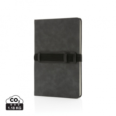 Logotrade corporate gift picture of: Deluxe hardcover PU notebook A5 with phone and pen holder