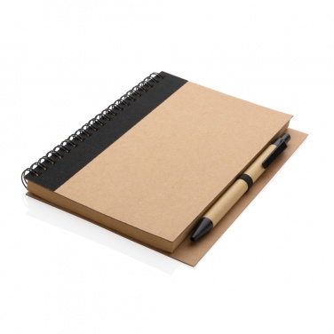 Logo trade corporate gift photo of: Kraft spiral notebook with pen