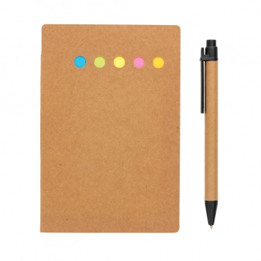 Logo trade corporate gift photo of: Kraft sticky notes A6 booklet with pen
