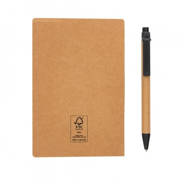 Logo trade business gift photo of: Kraft sticky notes A6 booklet with pen