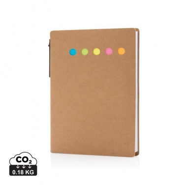 Logo trade promotional gifts picture of: Kraft sticky notes A6 booklet with pen