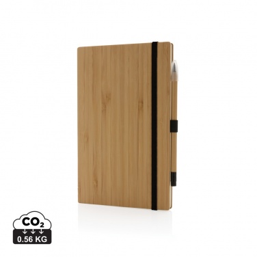 Logo trade promotional products image of: Bamboo notebook and infinity pencil set
