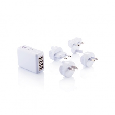 Logo trade promotional items image of: Travel plug with 4 USB ports