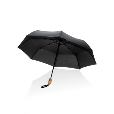 Logo trade promotional product photo of: 21" Impact AWARE™ RPET 190T bamboo auto open/close umbrella