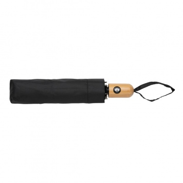 Logo trade promotional gift photo of: 21" Impact AWARE™ RPET 190T bamboo auto open/close umbrella